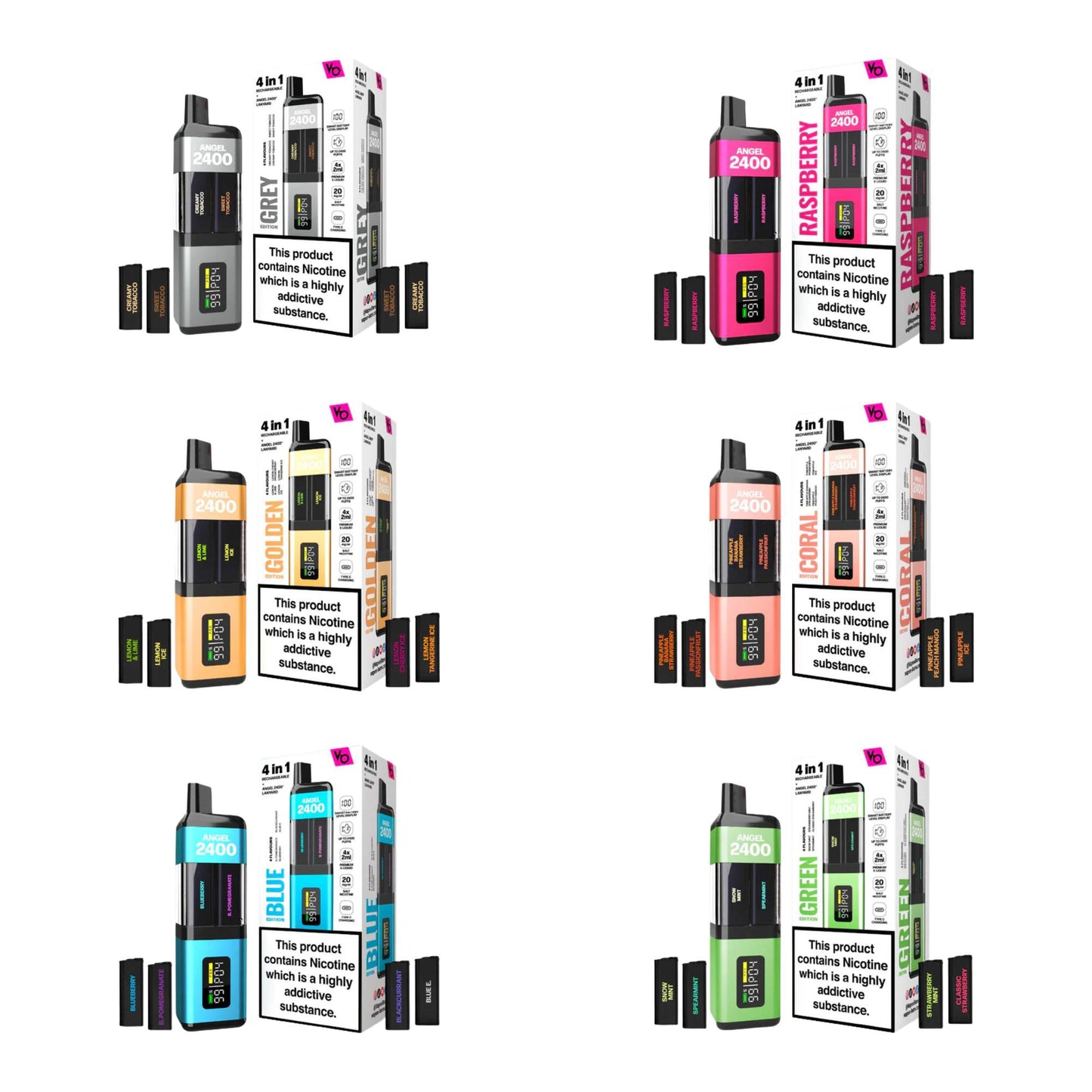 Angel® 2400 VBS33 + Pods | 2x 600 Puffs - 2% nicotine - Kit Vape Pod