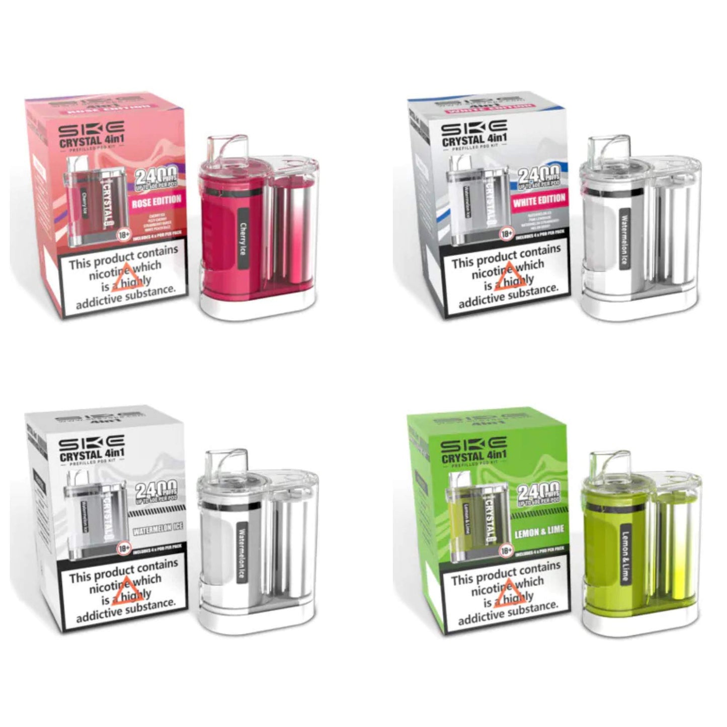 SKE Crystal 2400 4-in-1 - 2400 bouffées - 2% nicotine - Vape Pod