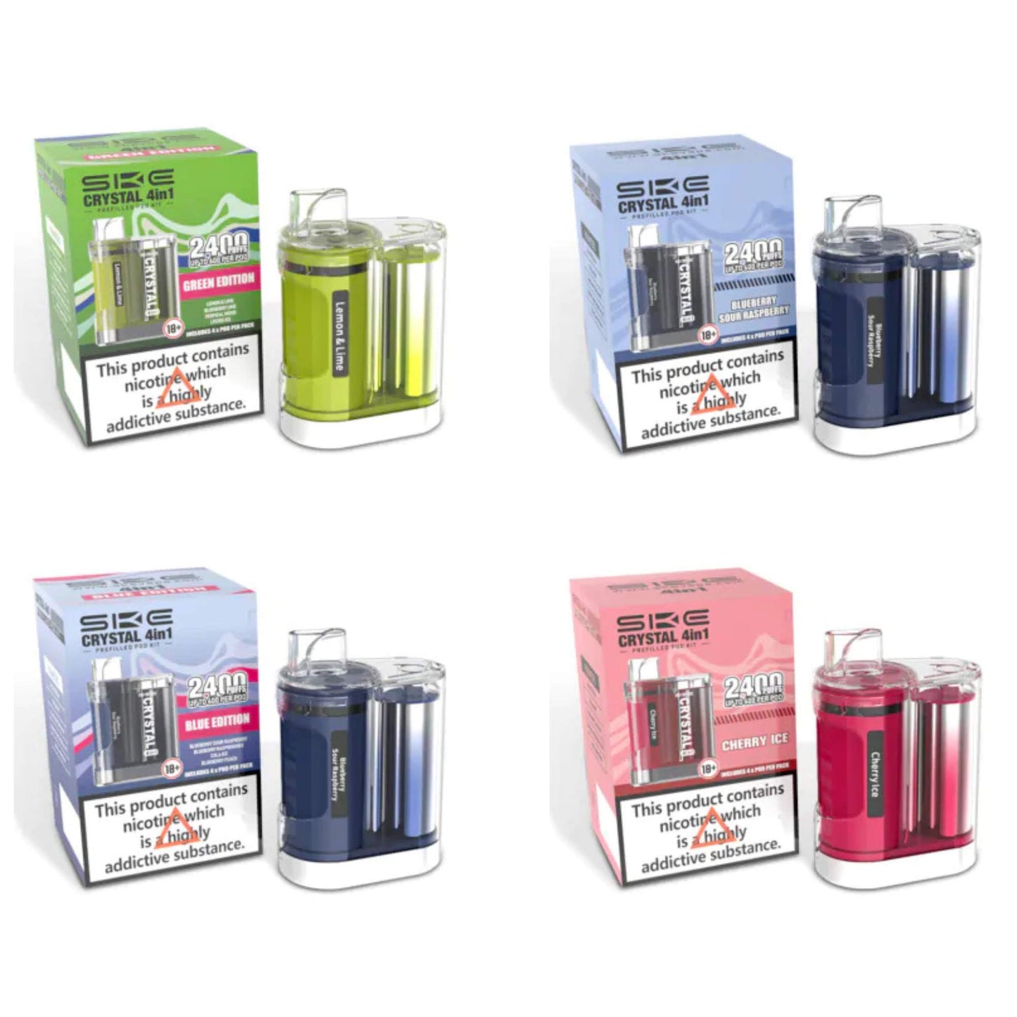 SKE Crystal 2400 4-in-1 - 2400 bouffées - 2% nicotine - Vape Pod