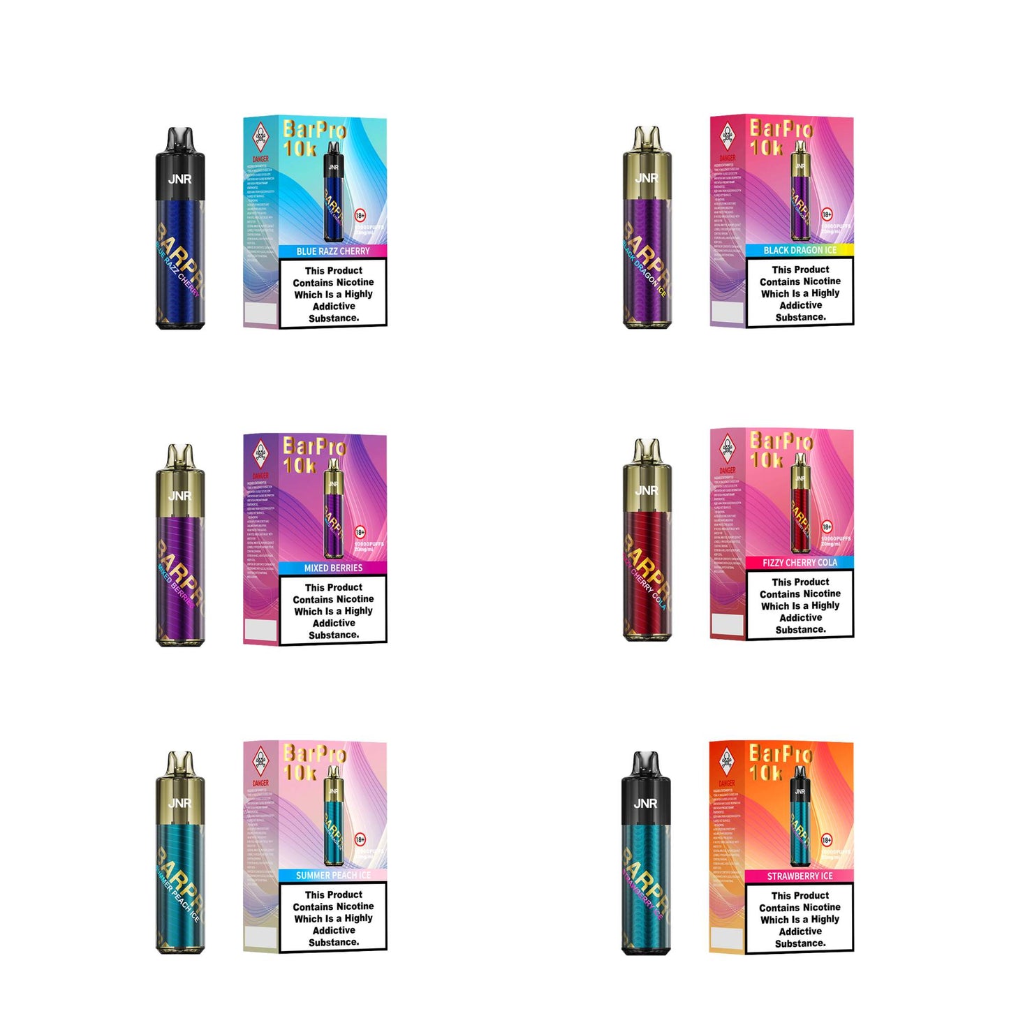 JNR - BarPro - 10000 bouffées - 2% nicotine - Pod Vape