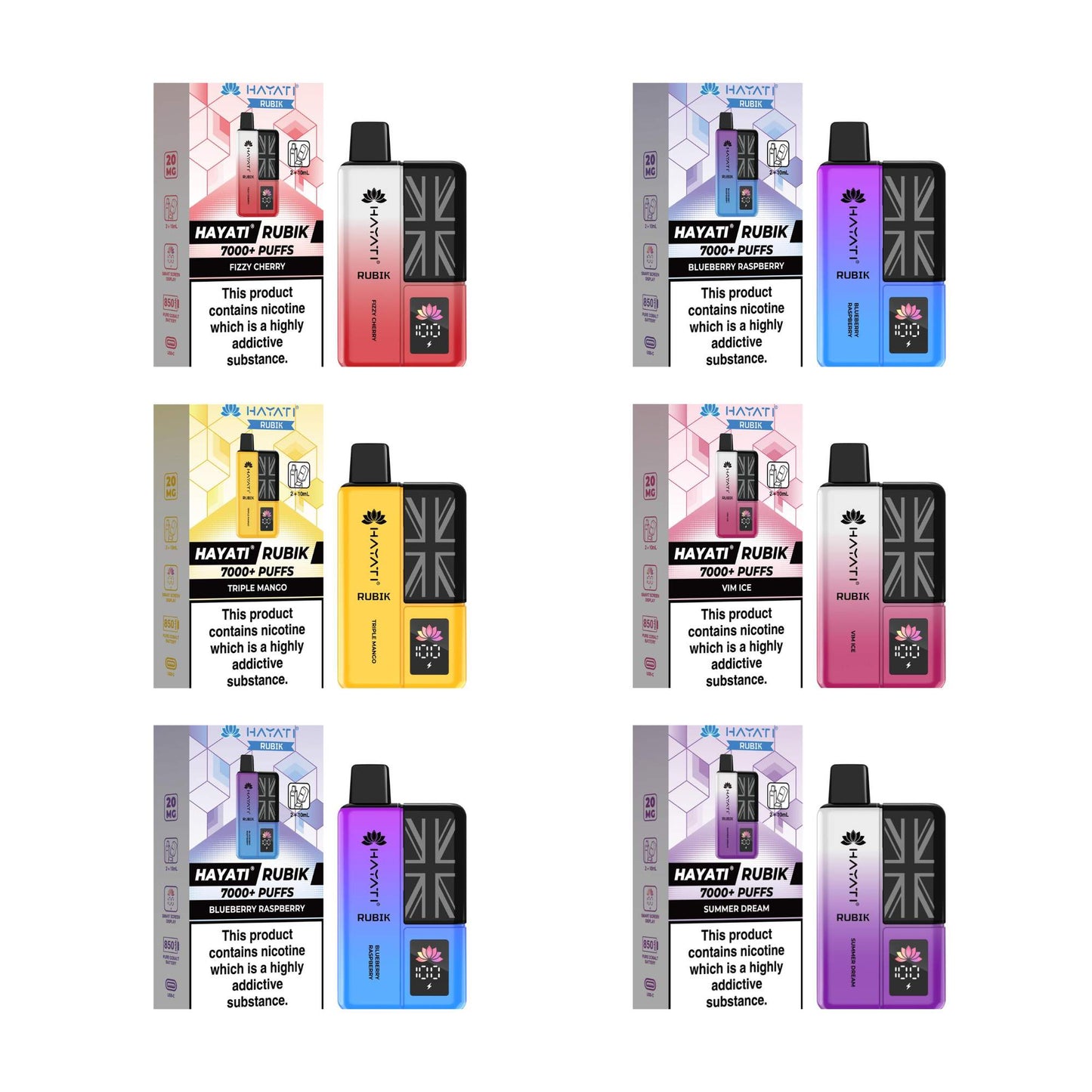 Hayati - Rubik - 7000 - bouffées - 2% nicotine - VapePod