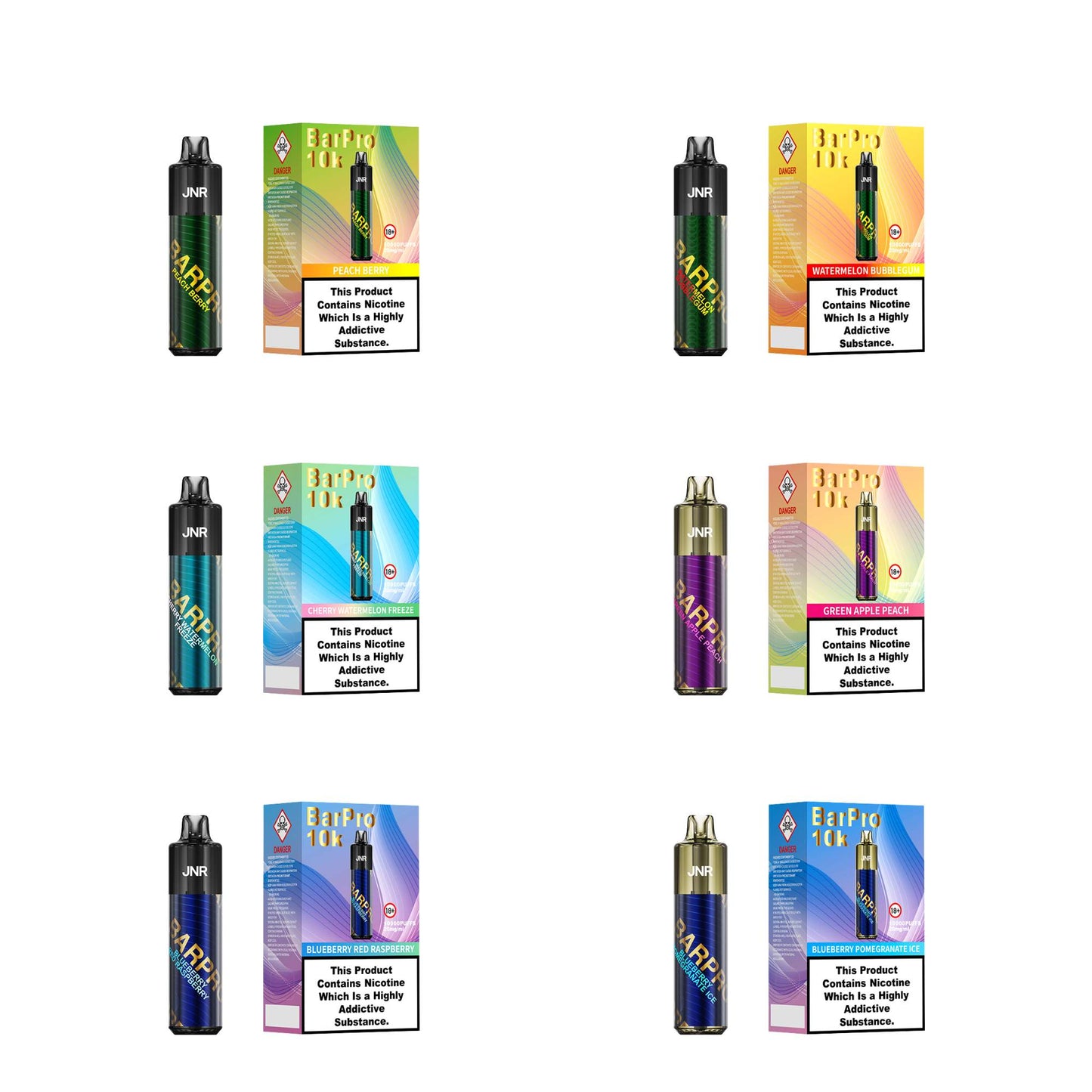 JNR  - BarPro - 10000 bouffées - 2% nicotine - Pod Vape